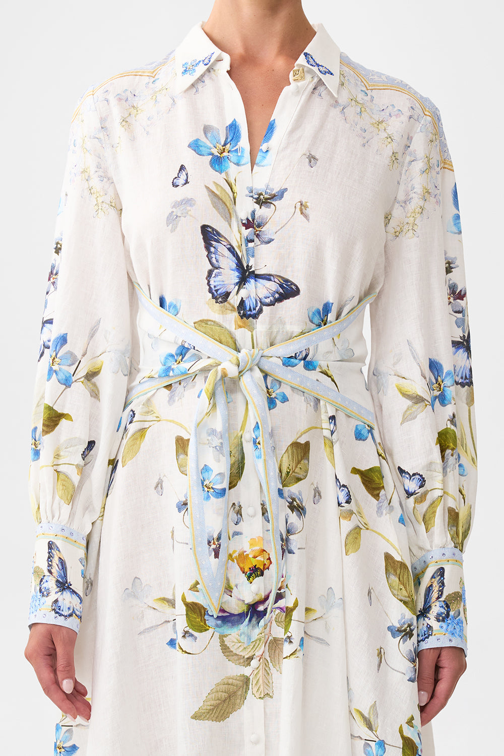 WAIST TIE SHIRT DRESS BOTANICAL BALLADS