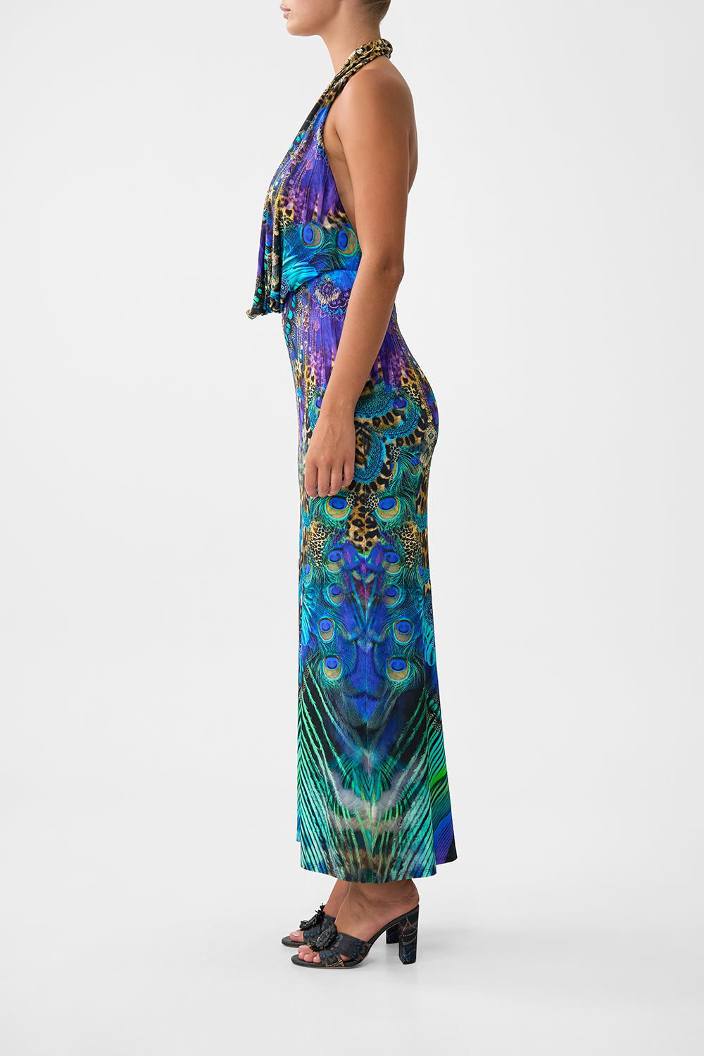 DEEP COWL PLUNGE DRESS COSMIC ZOOLOGY