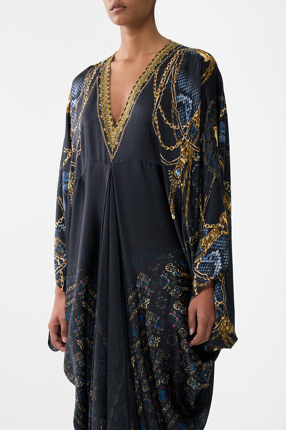 The CAMILLA t shape long kaftan from our print song of the solstice