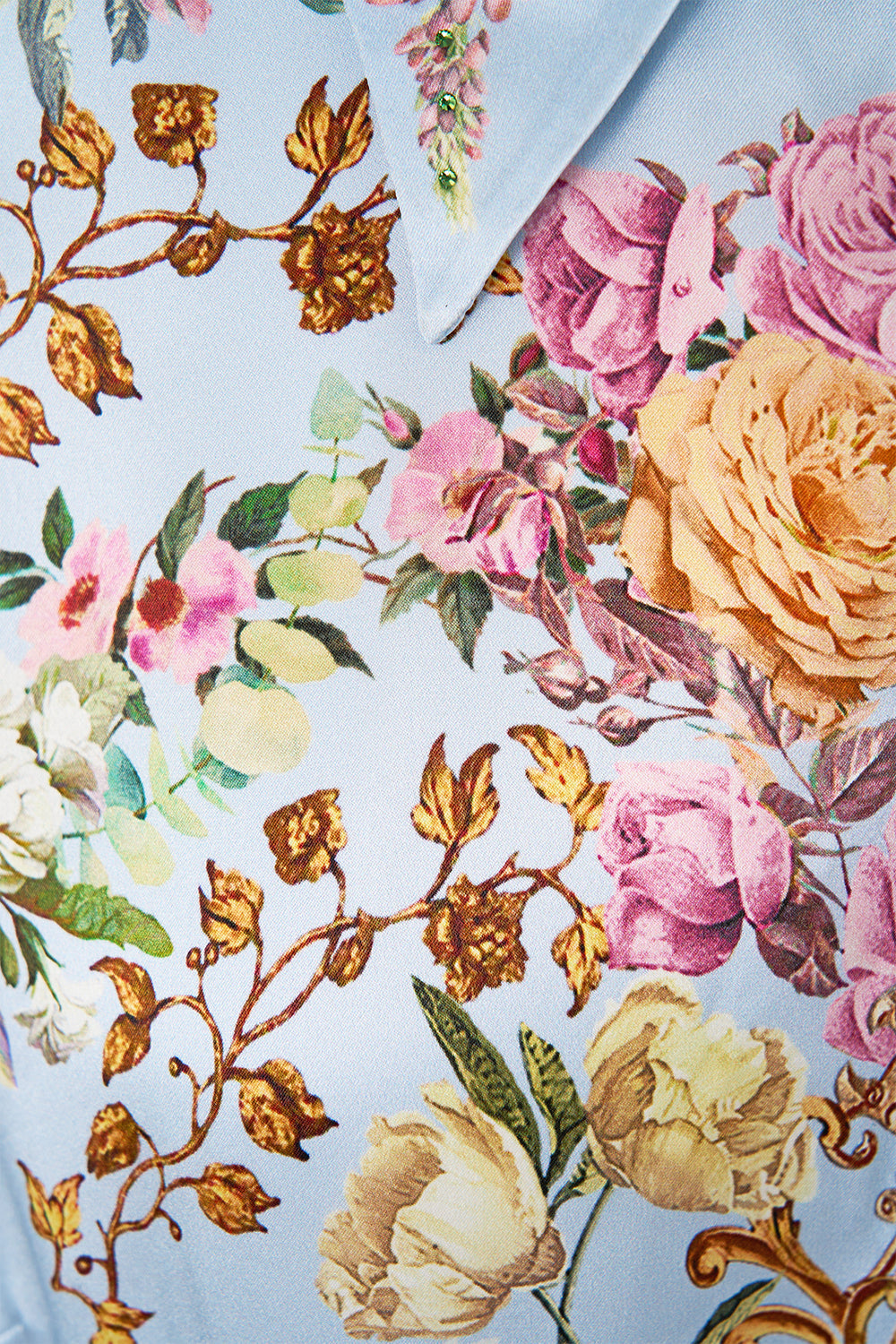 The CAMILLA MINI SHIRT DRESS WITH FEATHERS TILED IN TIME in our  print.