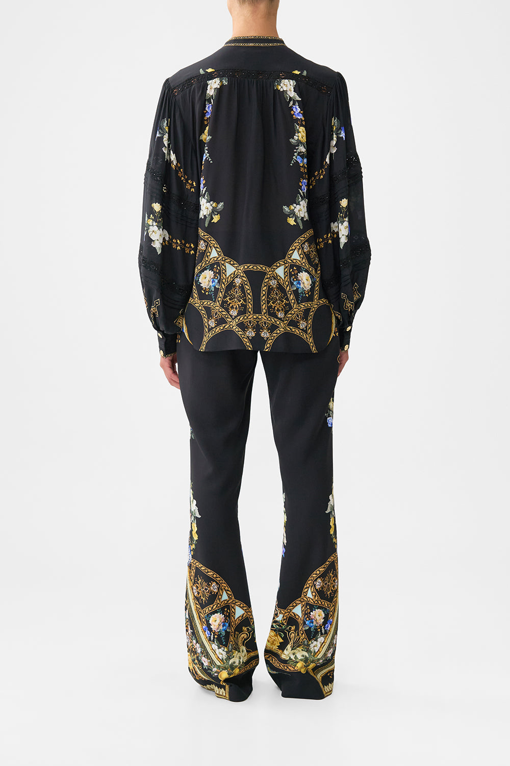 BLOUSON SLEEVE BLOUSE WITH YOKE OTTOMAN ELEGANCE