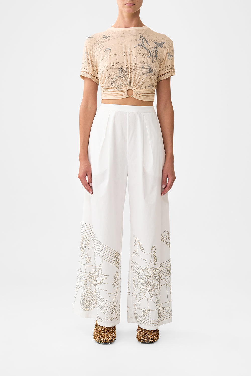 The CAMILLA TUCK FRONT PANT HOUSE OF HOROSCOPES in our HOUSE OF HOROSCOPES print.