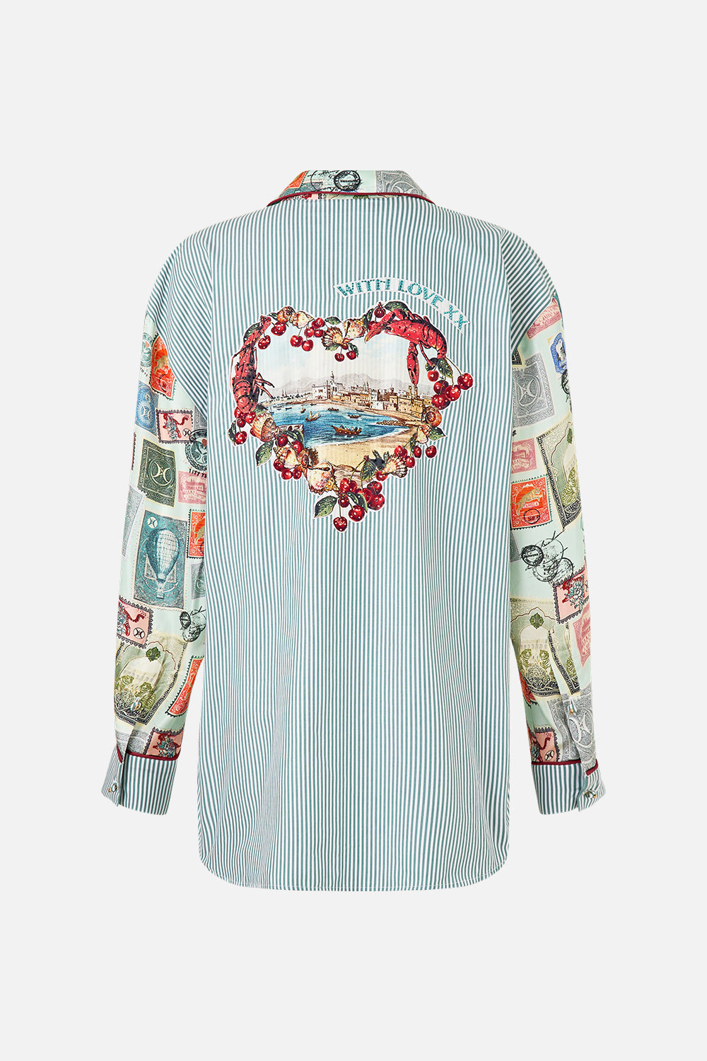 The CAMILLA long sleeve oversized shirt with pocket from our print with love from Türkiye, back product view