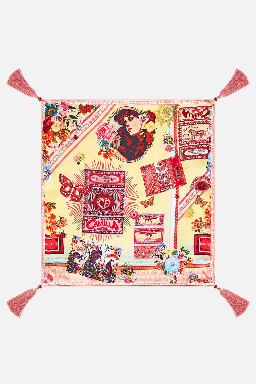 The CAMILLA SMALL SQUARE CUSHION ILLUSTRATION NATION in our  print.
