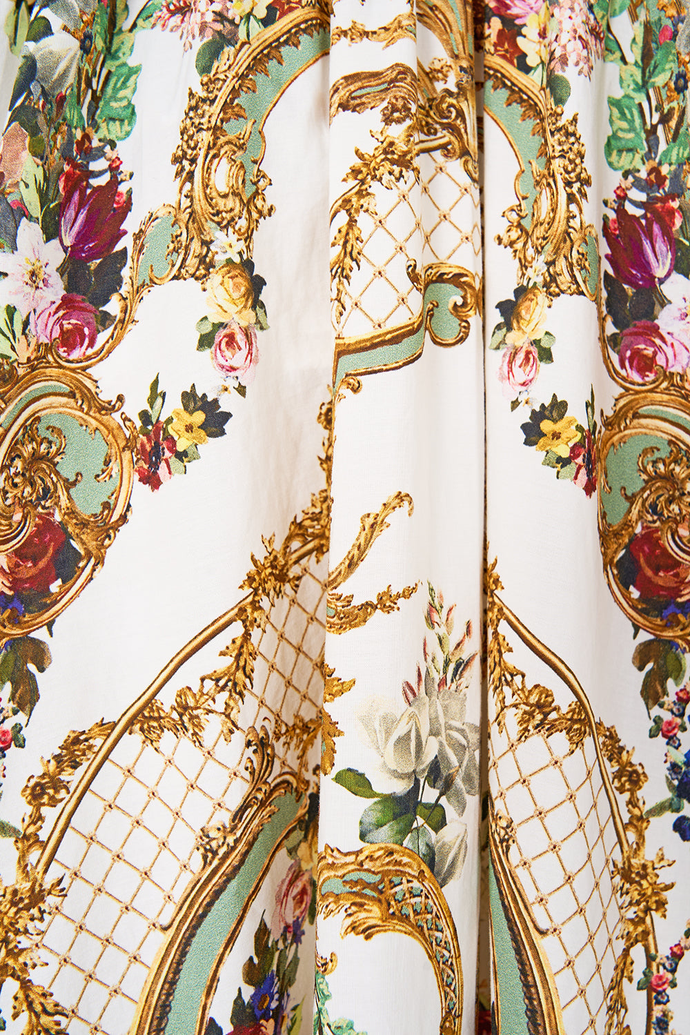 The CAMILLA TIERED DRESS WITH NECK FRILL DRESSING ROOM DRAMA in our  print.