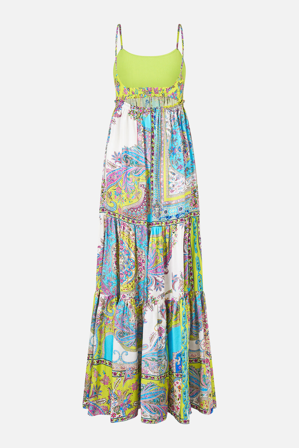 The CAMILLA long dress with knit front bodice from our print magic carpet ride, back product view