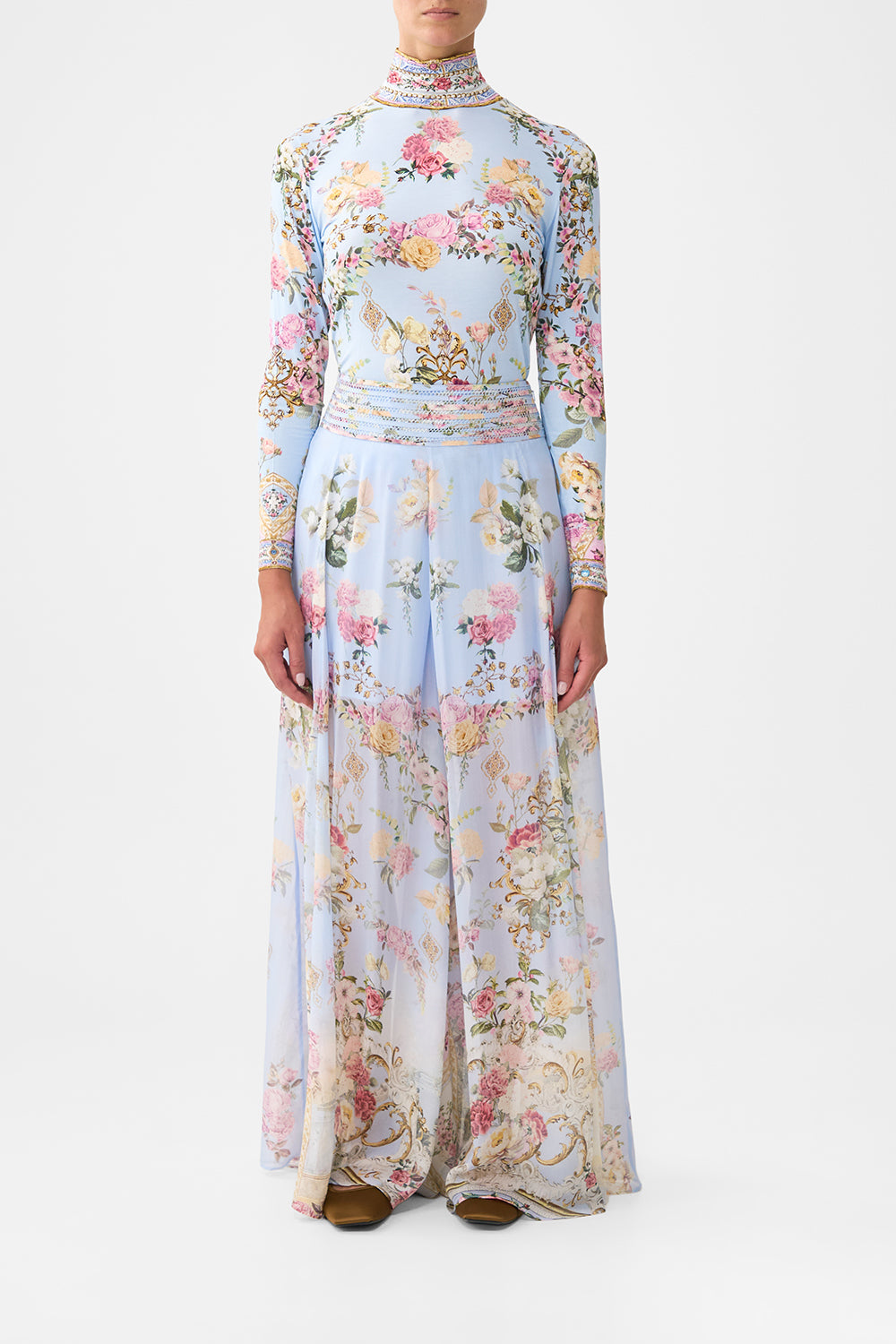 WAISTED WIDE LEG PANT TILED IN TIME