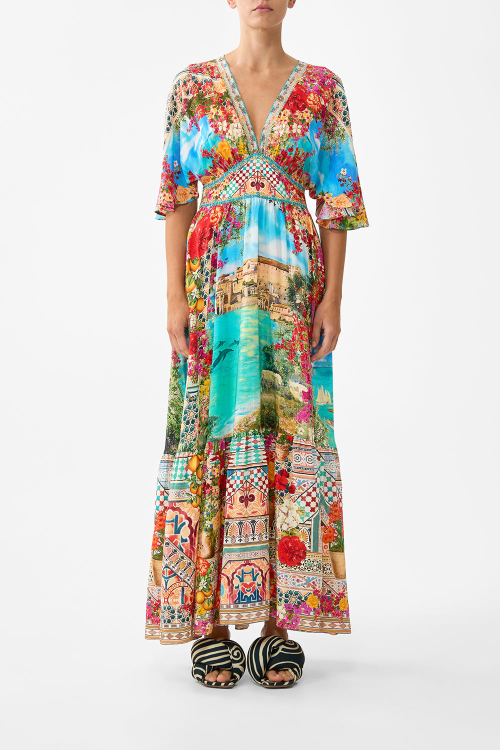 WAISTED DRESS WITH HEM RUFFLE MEET ME IN MALLORCA