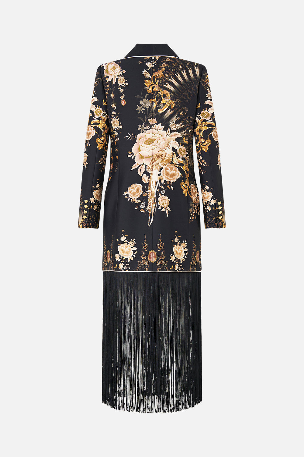 The CAMILLA blazer with fringing in our print Flamenco Folklore.