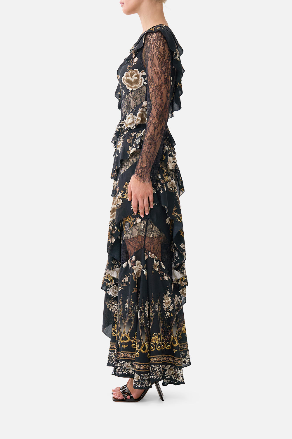 ASYMMETRIC FRILL PANELLED DRESS FLAMENCO FOLKLORE