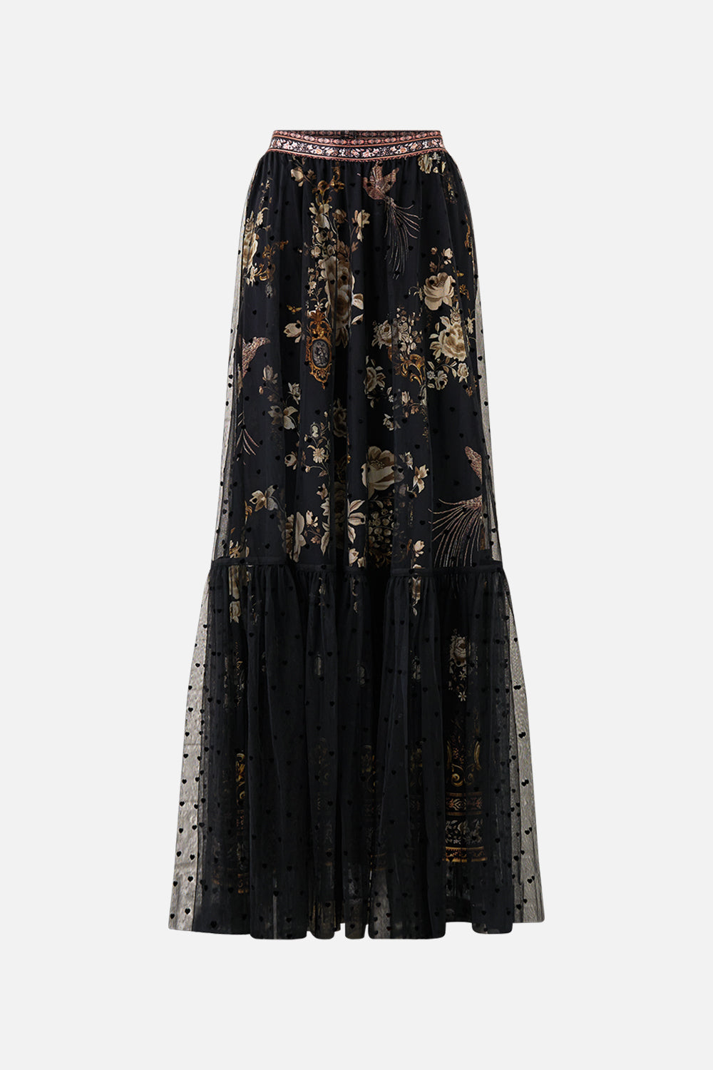 WAISTBAND RUFFLE HEM SKIRT FLAMENCO FOLKLORE