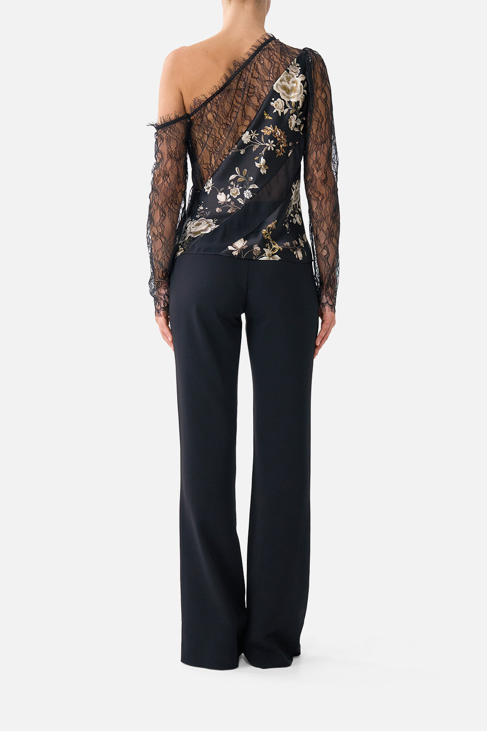 The CAMILLA LACE SPLICE ONE SHOULDER TOP FLAMENCO FOLKLORE in our  print.