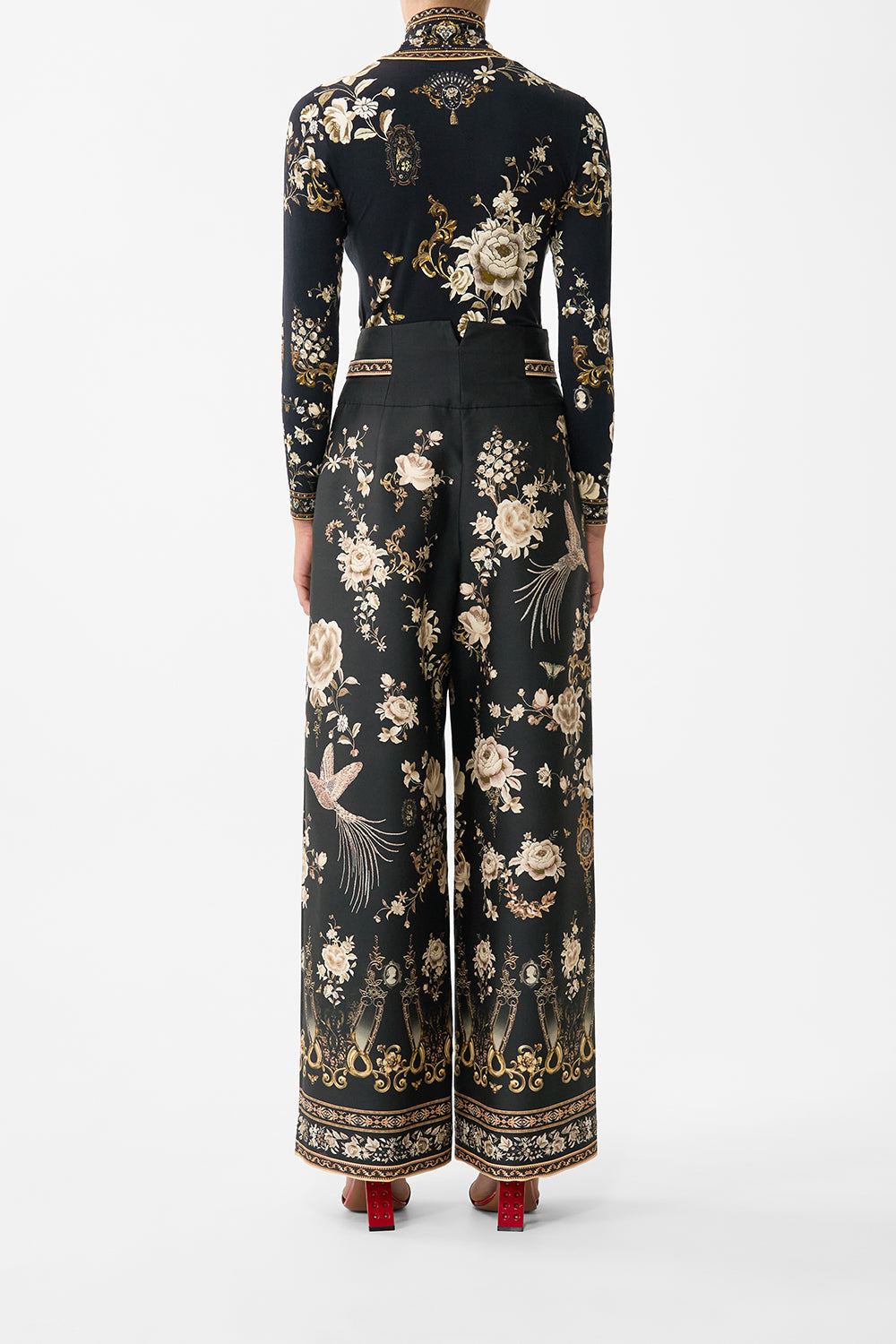 TAILORED PANT WITH WAIST BUTTON DETAIL FLAMENCO FOLKLORE