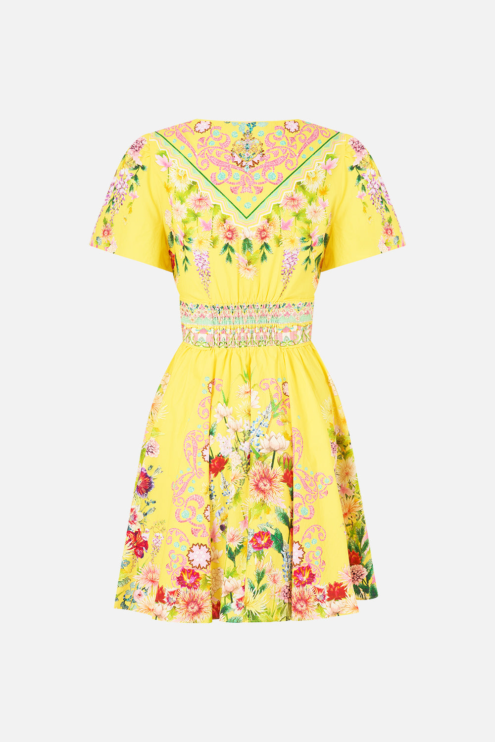 The CAMILLA DEEP V MINI DRESS WITH TIES LADY LIMONADA in our  print.