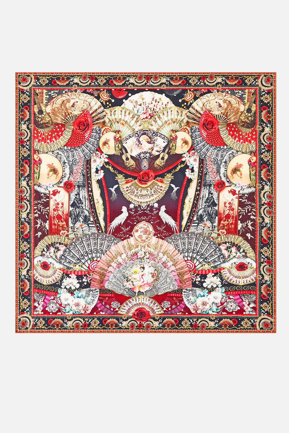 The CAMILLA LARGE CRYSTALLED SILK SQUARE SCARF DAUGHTERS OF DUENDE in our  print.