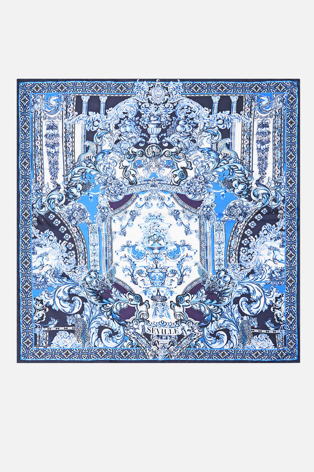 PRINTED SILK TWILL SQUARE SCARF A TILED WONDERLAND
