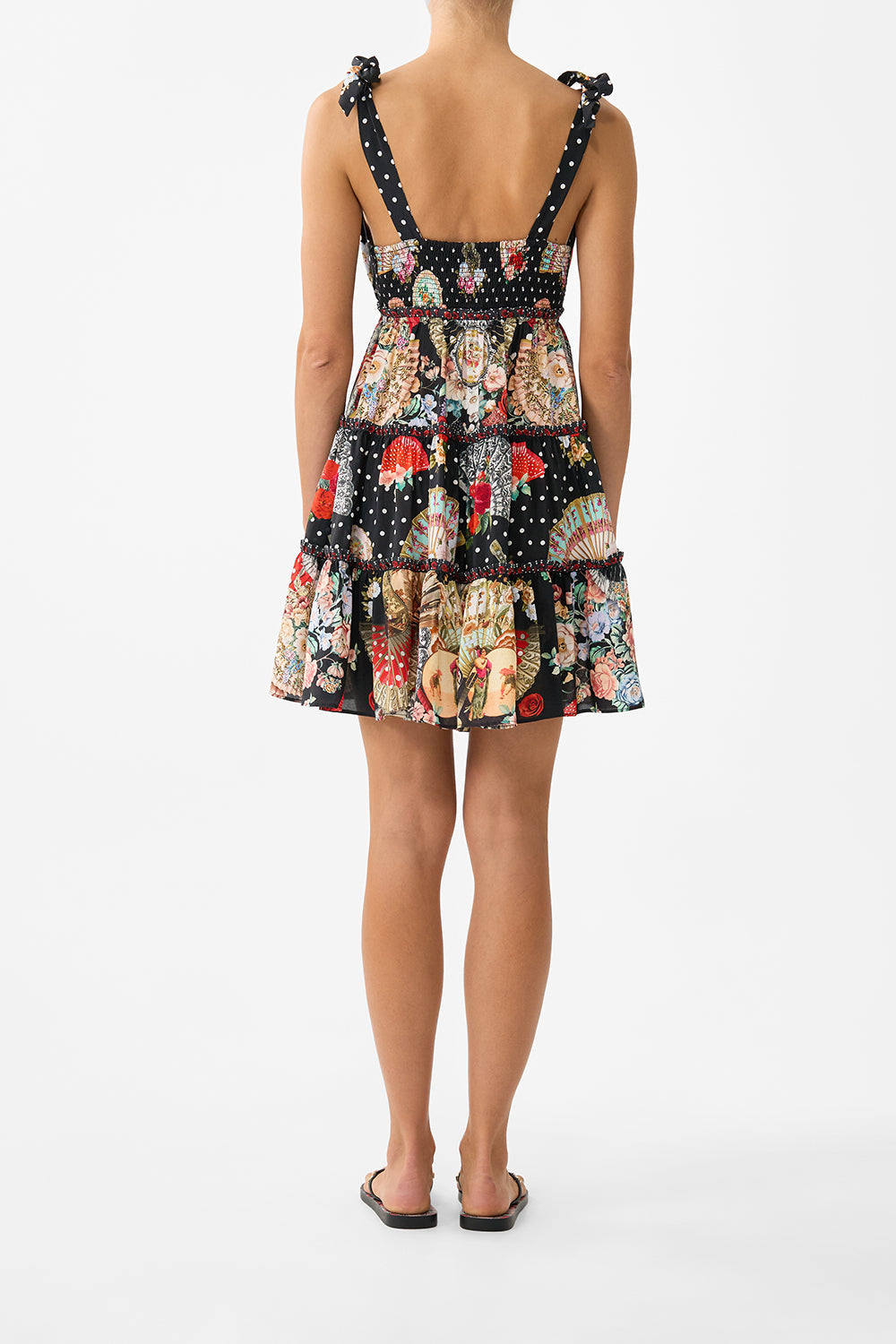 TIERED SHORT DRESS WITH SHOULDER TIES DAUGHTERS OF DUENDE