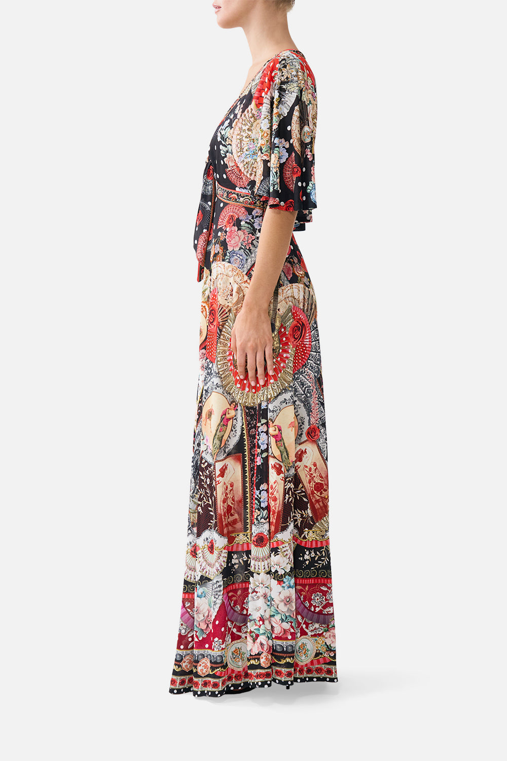FLUTTER SLEEVE TIE FRONT JERSEY DRESS DAUGHTERS OF DUENDE