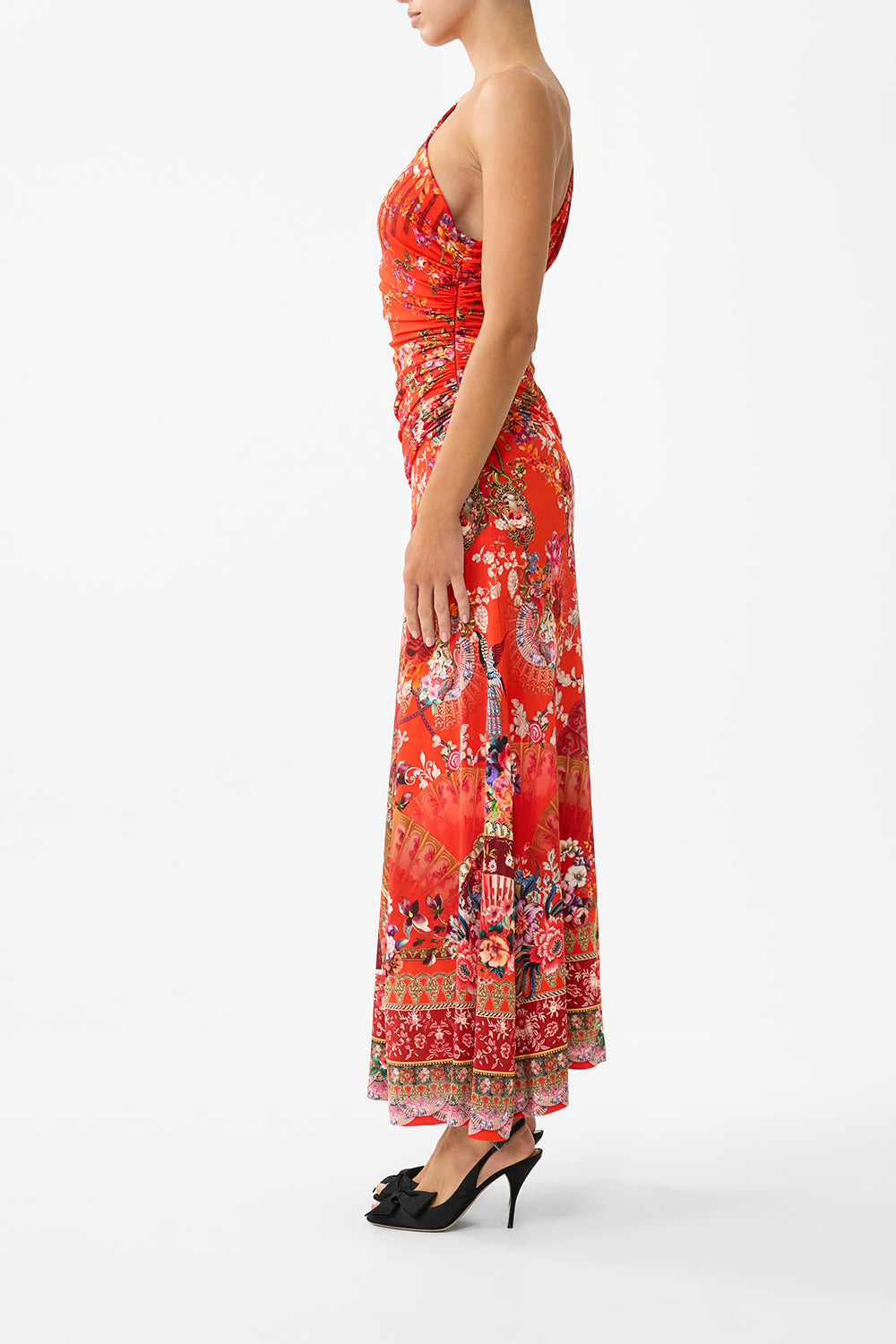 GATHERED JERSEY ONE SHOULDER DRESS OLÉ OLÉ