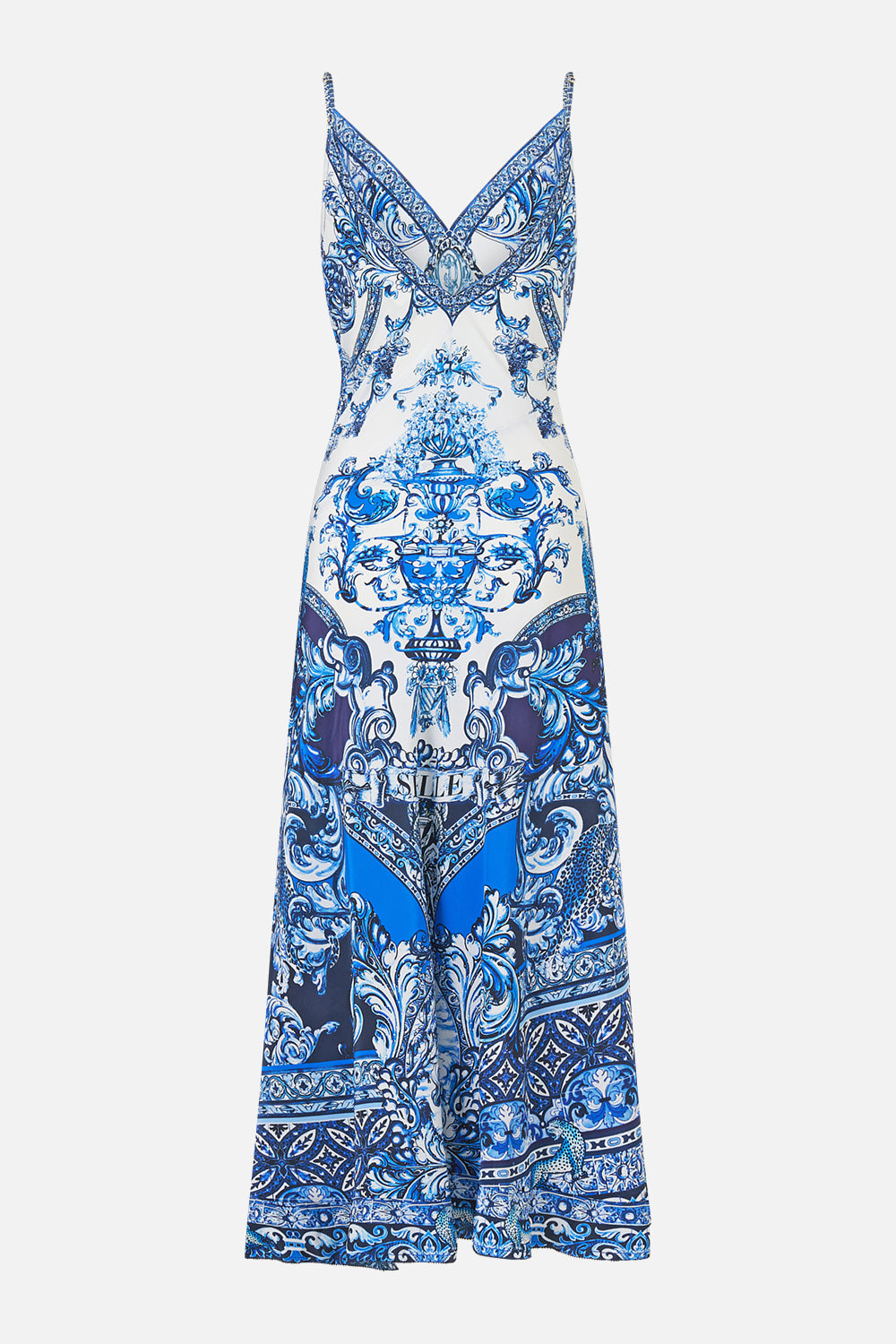 BIAS SLIP DRESS WITH FRILL HEM A TILED WONDERLAND