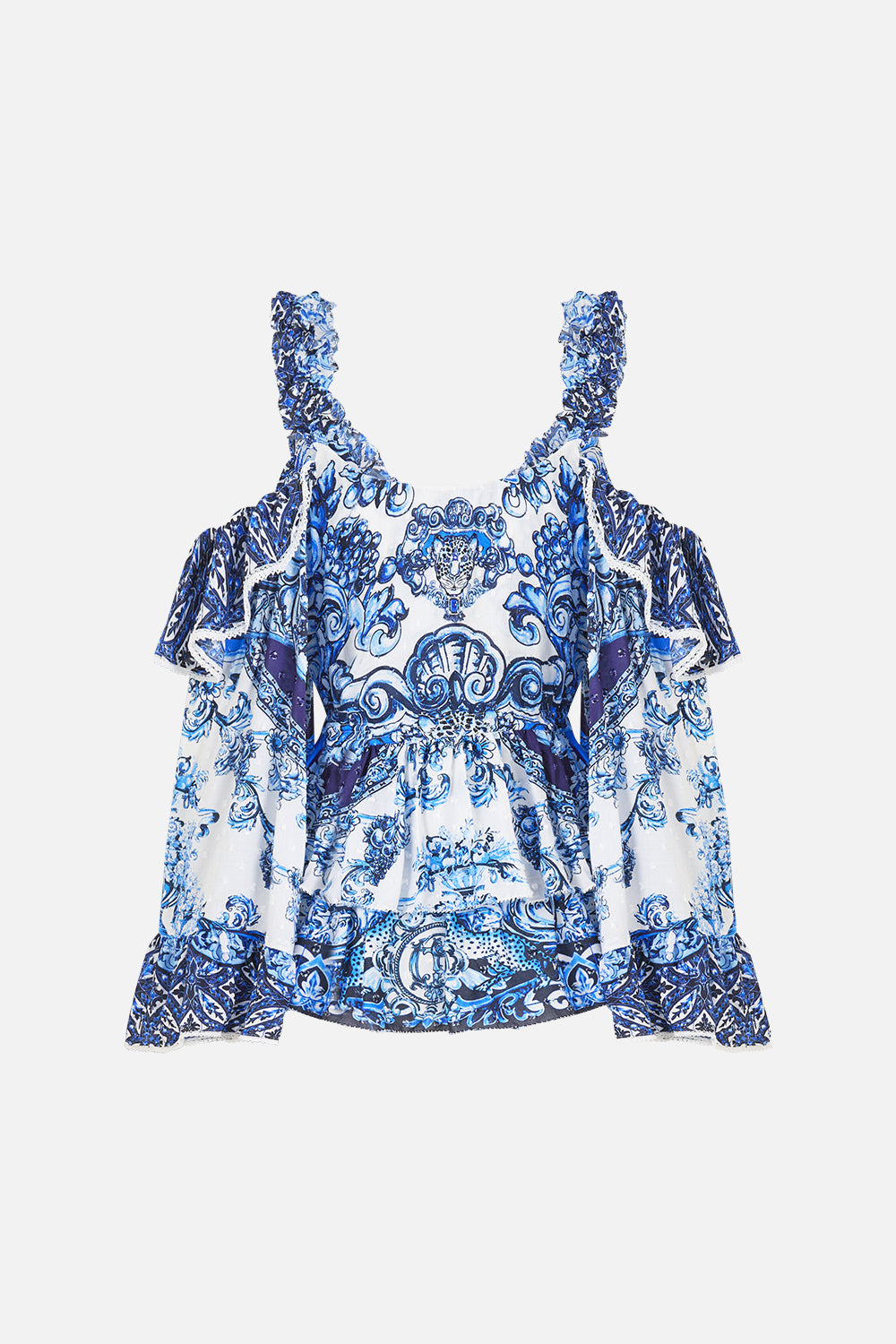 COLD SHOULDER RUFFLE TOP A TILED WONDERLAND