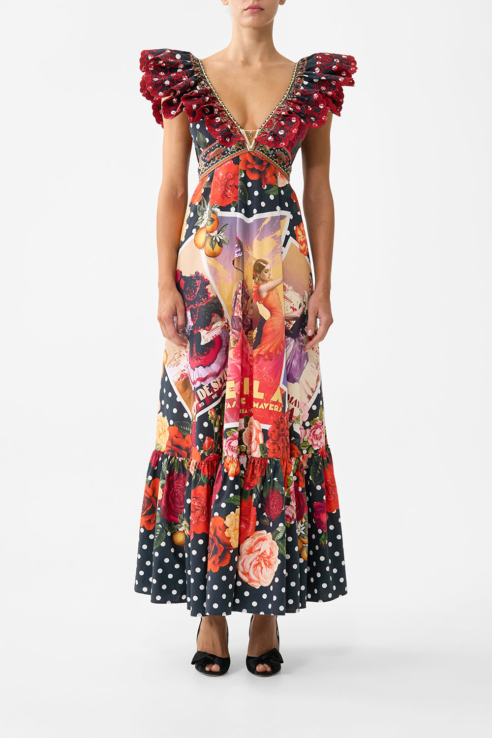 FRILL NECK DRESS WITH HARDWARE DAUGHTERS OF DUENDE