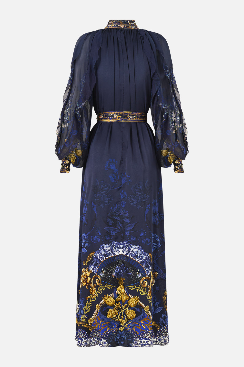 The CAMILLA relaxed shirt dress with frill sleeve detail in our print Notes from the Blue Room.