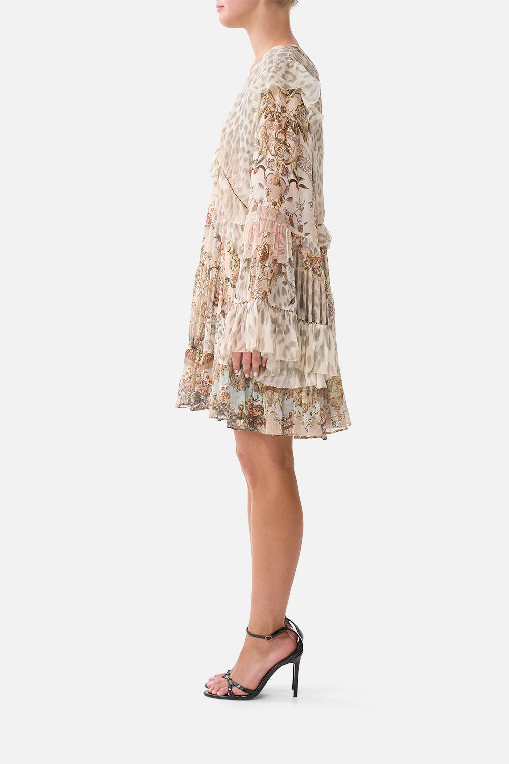 The CAMILLA TIERED SWING MINI DRESS ARANJUEZ ANIMALIA in our  print.