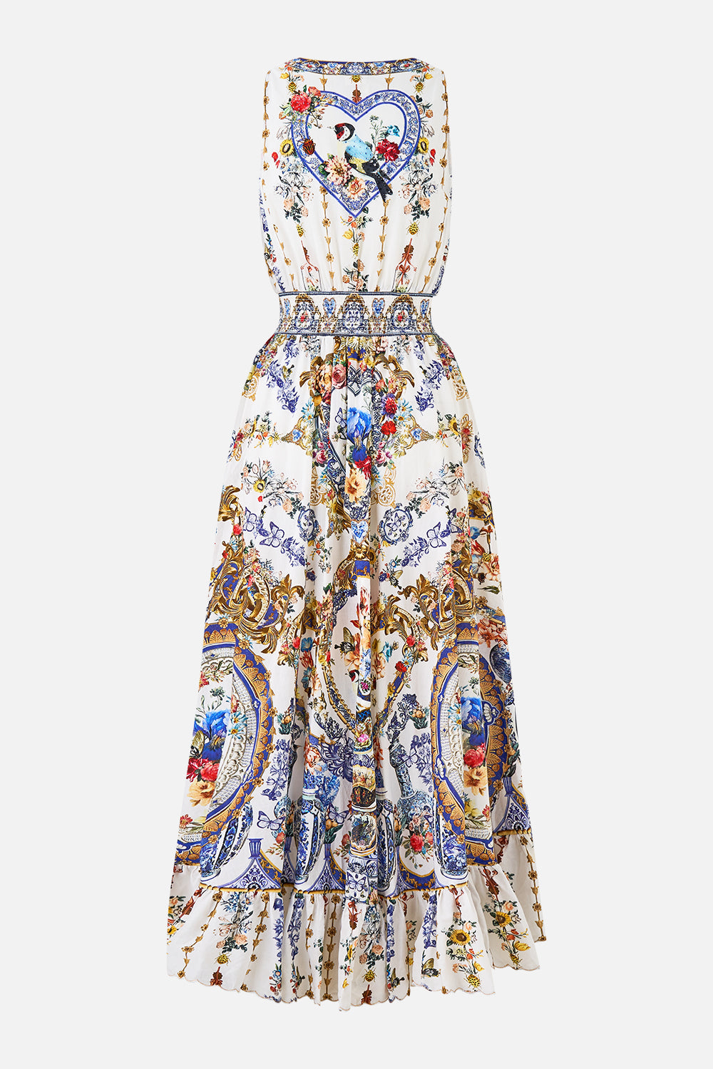 The CAMILLA V NECKLINE HIGH LOW DRESS THE POTTERY PARLOUR in our  print.