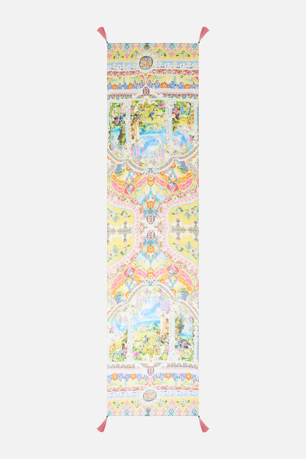 The CAMILLA LONG SILK CRINKLE CHIFFON SCARF NAVÀS NOUVEAU in our  print.