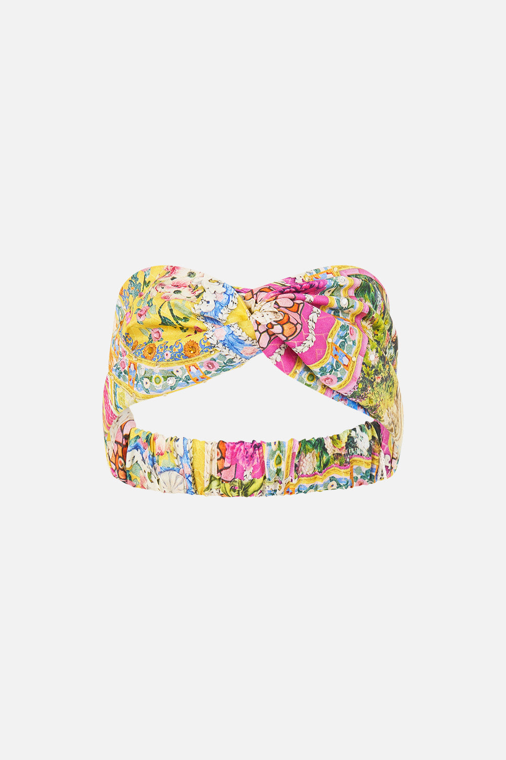 The CAMILLA WOVEN TWIST HEADBAND NAVÀS NOUVEAU in our NAVÀS NOUVEAU print.