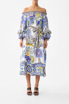 OFF SHOULDER MIDI DRESS WITH FRILL SLEEVE ESPAÑA NIRVANA