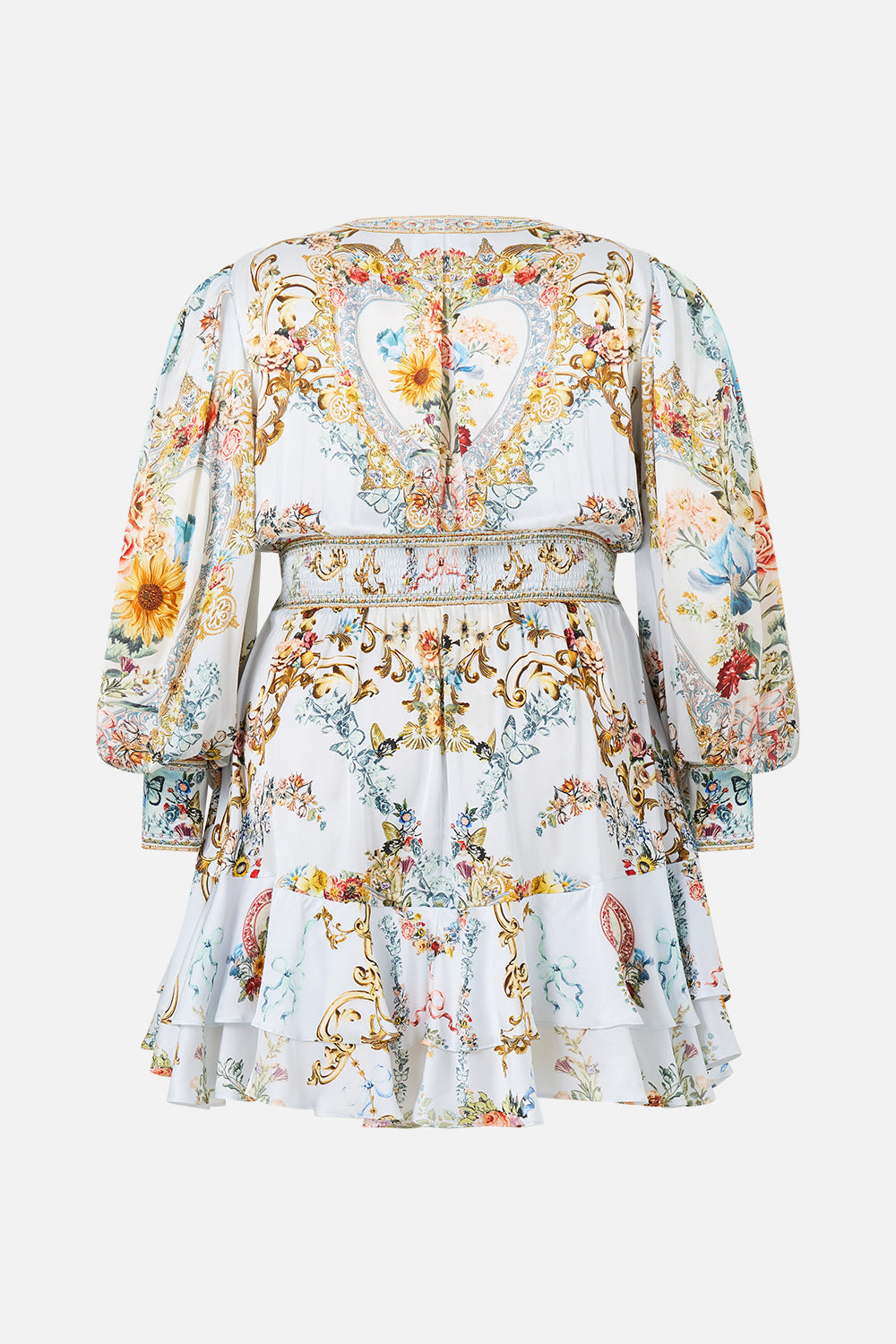 The CAMILLA BUTTON FRONT FRILL DRESS SEVILLE SWEETHEART in our  print.