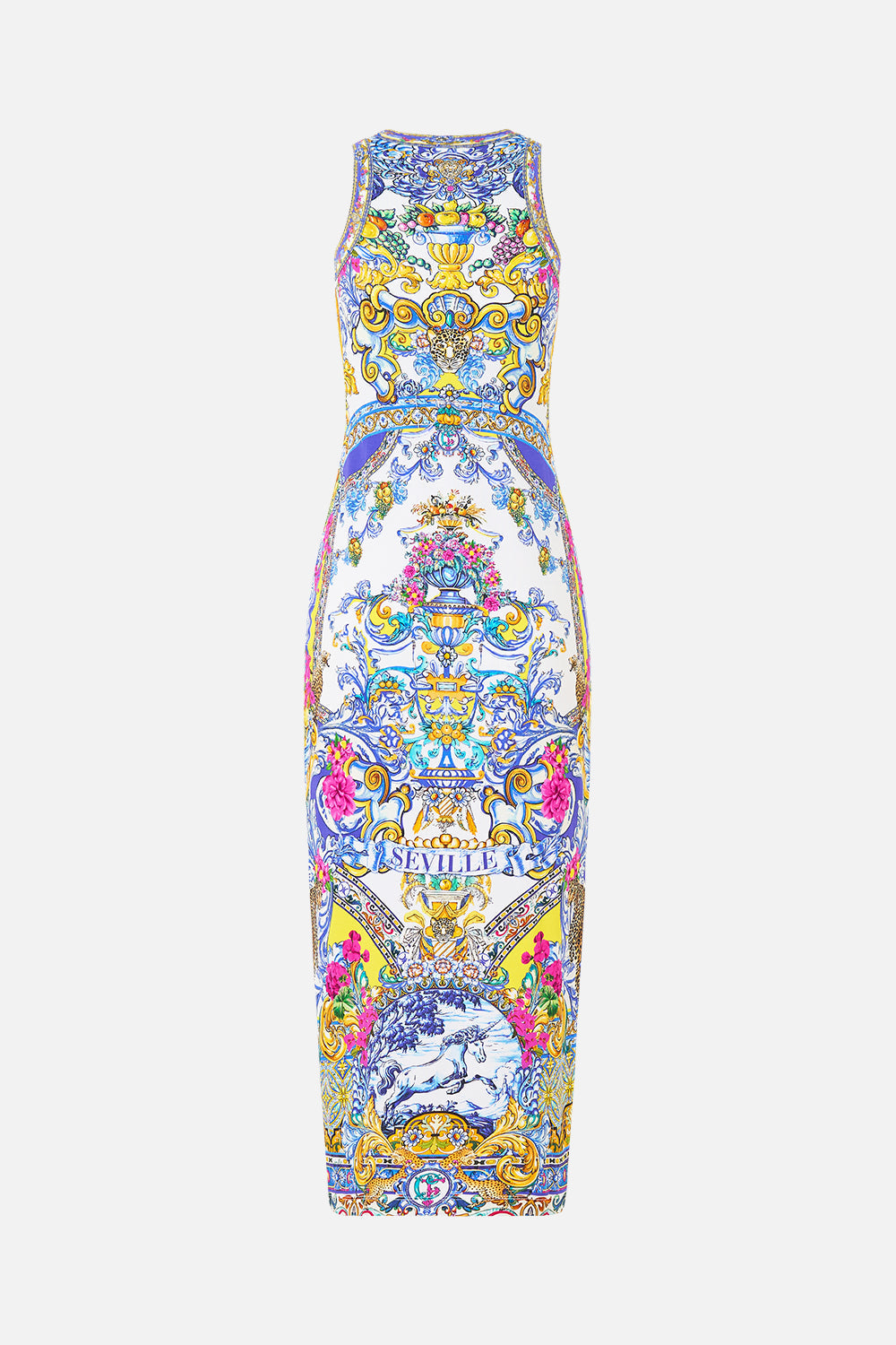The CAMILLA jersey tank dress in our print España Nirvana.