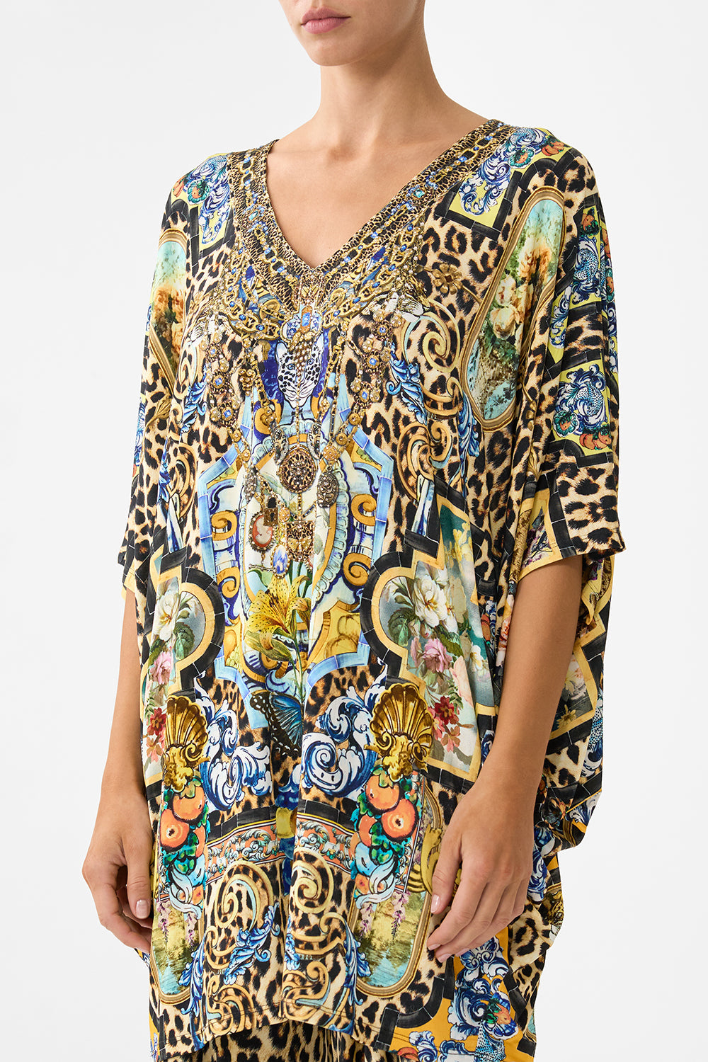 The CAMILLA BAT SLEEVE DRESS SEVILLIAN STYLE in our  print.