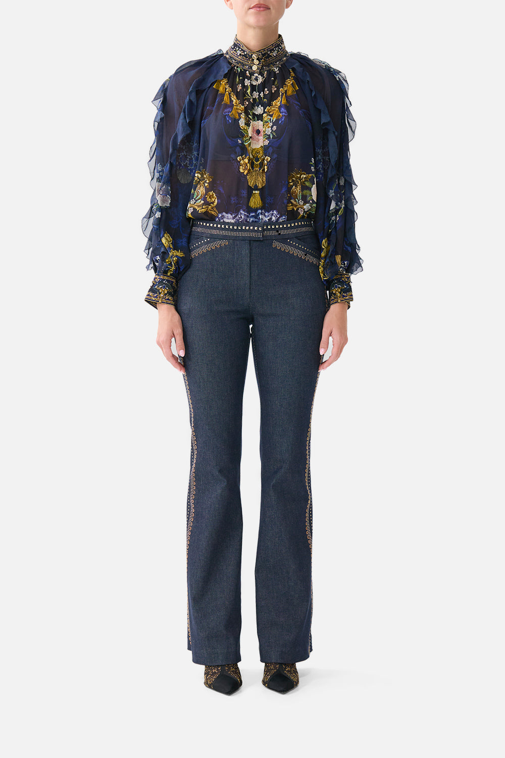 FLARE TROUSER WITH SEAM DETAIL NOTES FROM THE BLUE ROOM