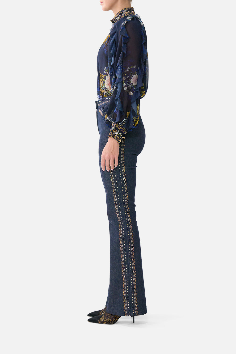 FLARE TROUSER WITH SEAM DETAIL NOTES FROM THE BLUE ROOM