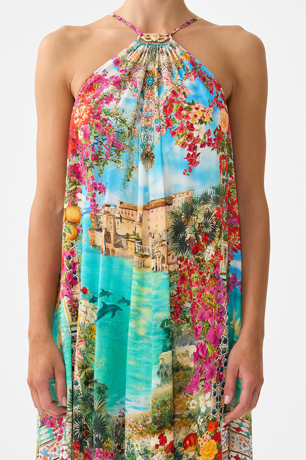 GATHER NECK HARDWARE MAXI DRESS MEET ME IN MALLORCA