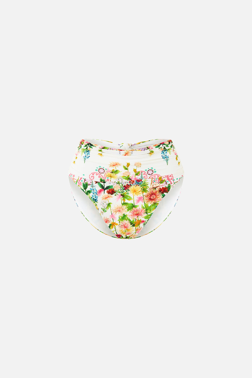 GATHERED HIGH WAIST BIKINI BOTTOM WITH TIE BACK THE CALL OF CATALONIA