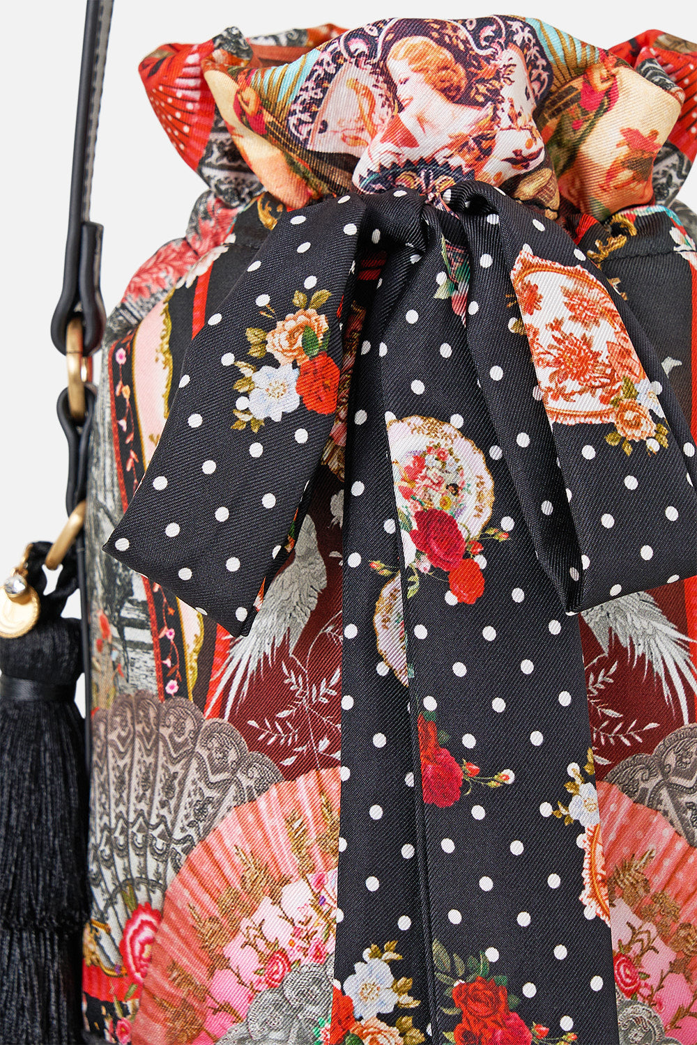 TIE TOP BUCKET BAG WITH TASSELS DAUGHTERS OF DUENDE