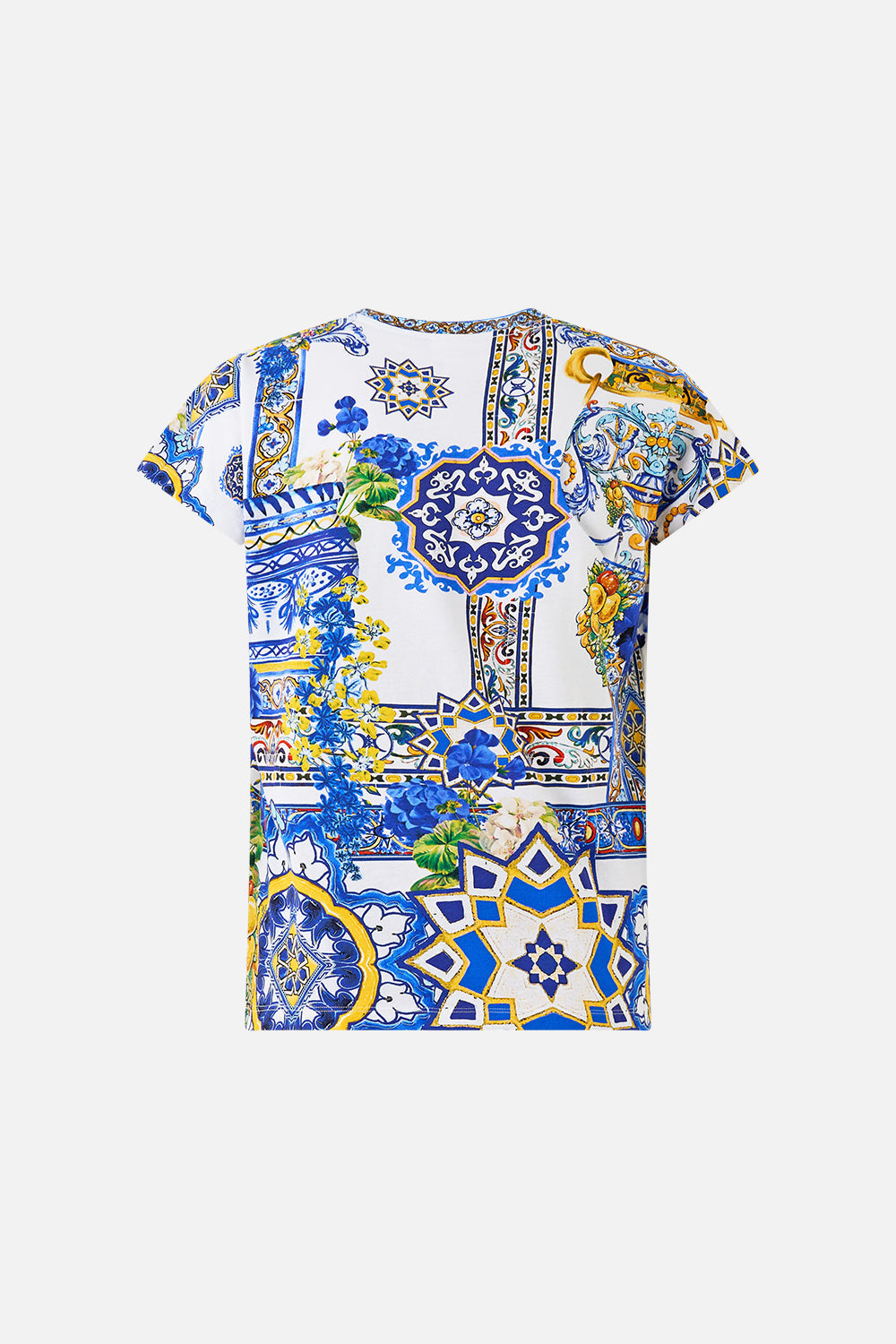 The CAMILLA SLIM FIT ROUND NECK T-SHIRT ESPAÑA NIRVANA in our  print.