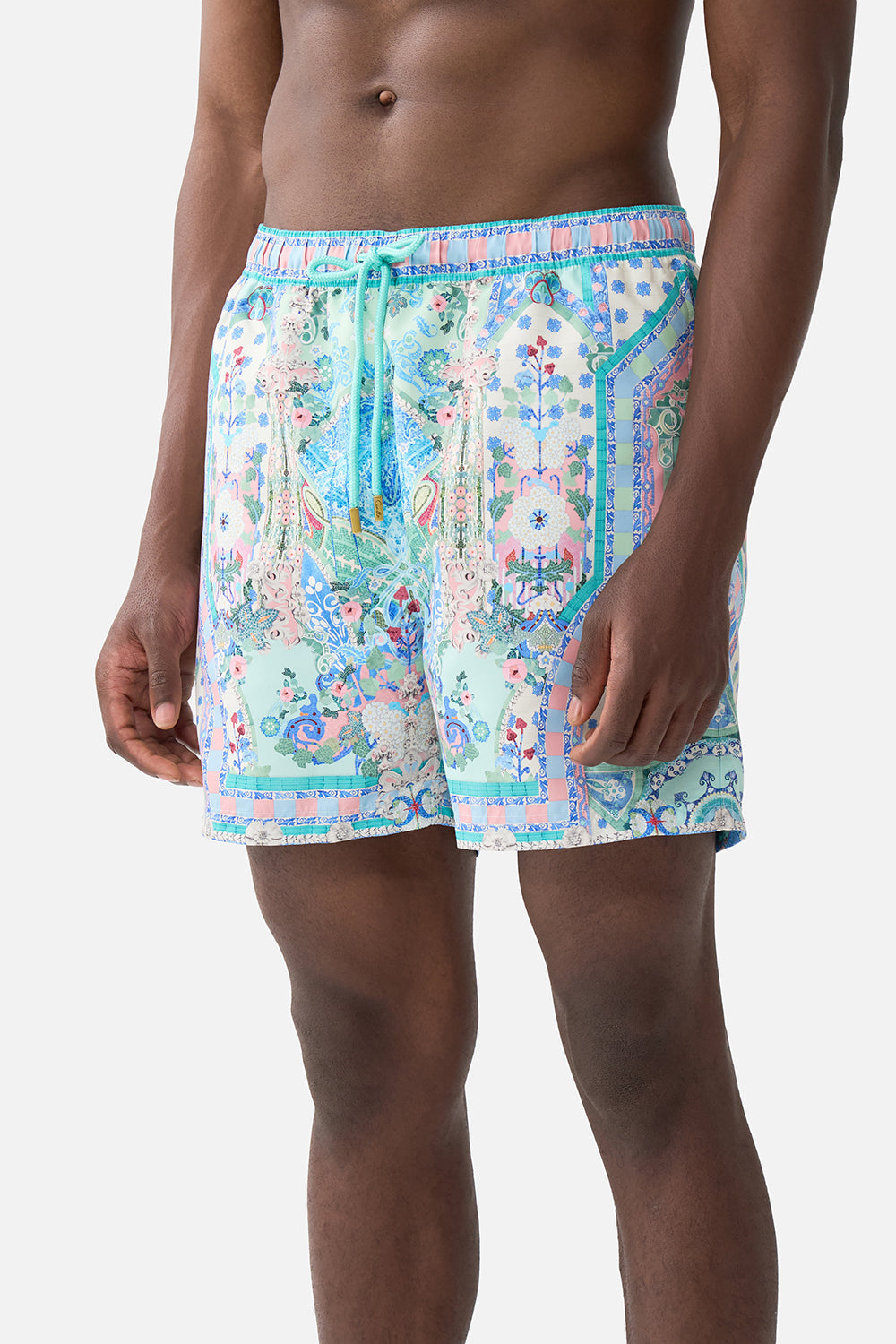 MID LENGTH BOARDSHORT WITH ELASTIC WAIST MIDSUMMER MOSAICS