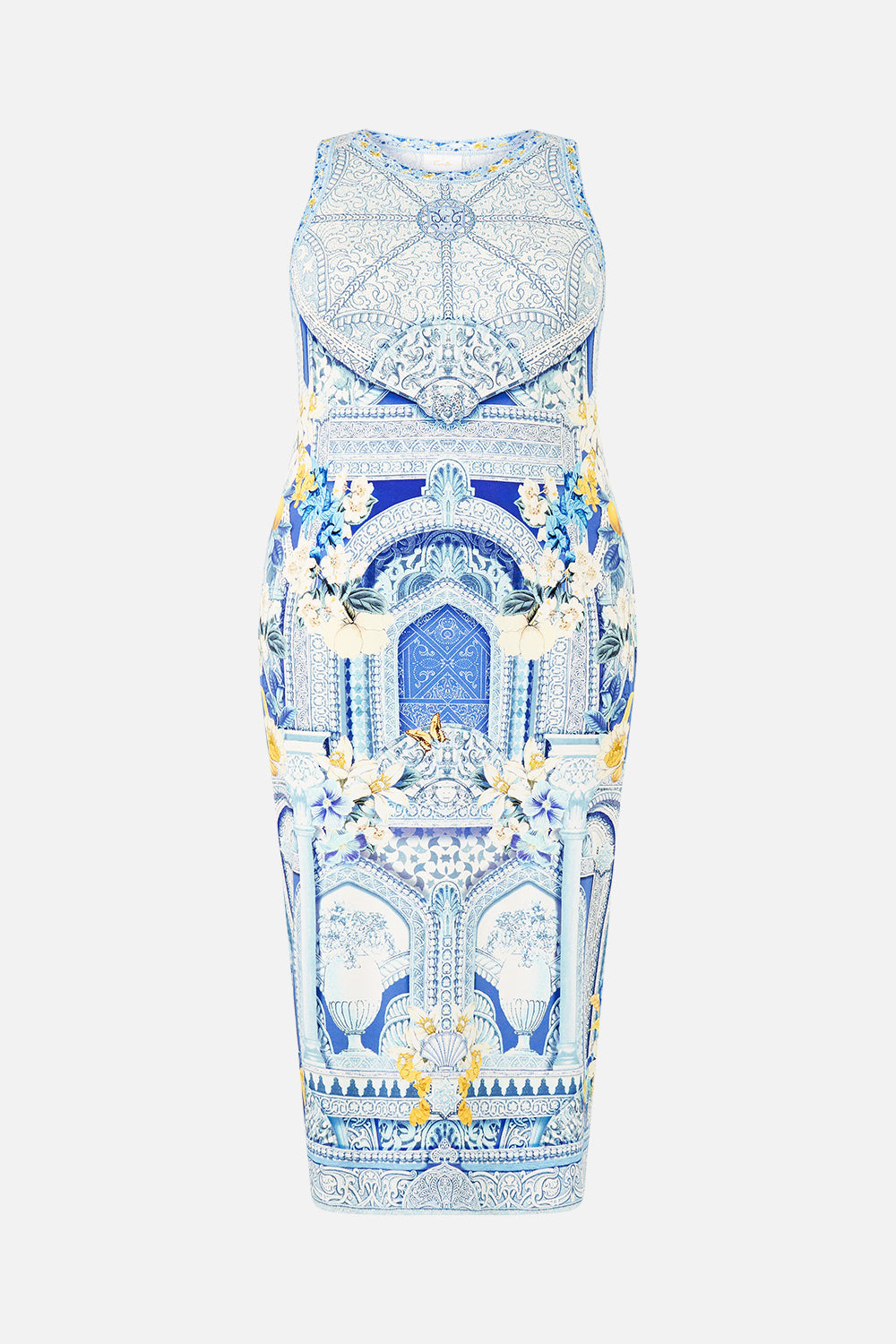 The CAMILLA jersey tank dress in our print De Nada Granada.