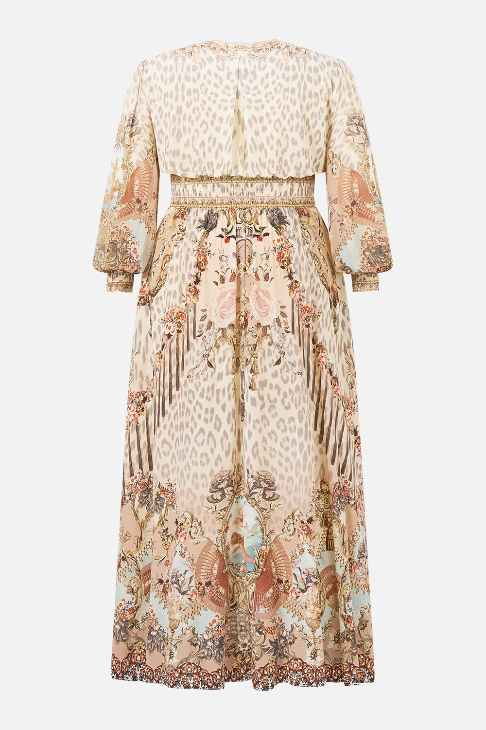 The CAMILLA BUTTON DRESS WITH SHAPED WAISTBAND ARANJUEZ ANIMALIA in our  print.