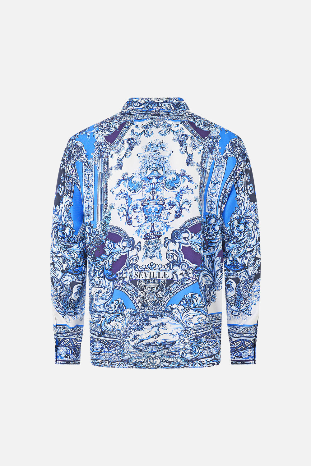 The CAMILLA long sleeve hidden placket shirt in our print A Tiled Wonderland.