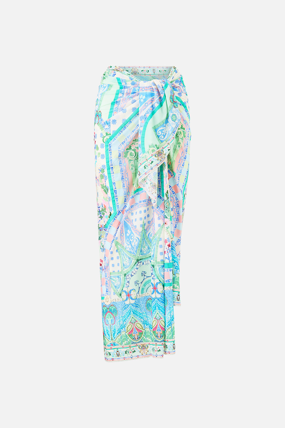 The CAMILLA MULTI WEAR LONG SARONG MIDSUMMER MOSAICS in our  print.