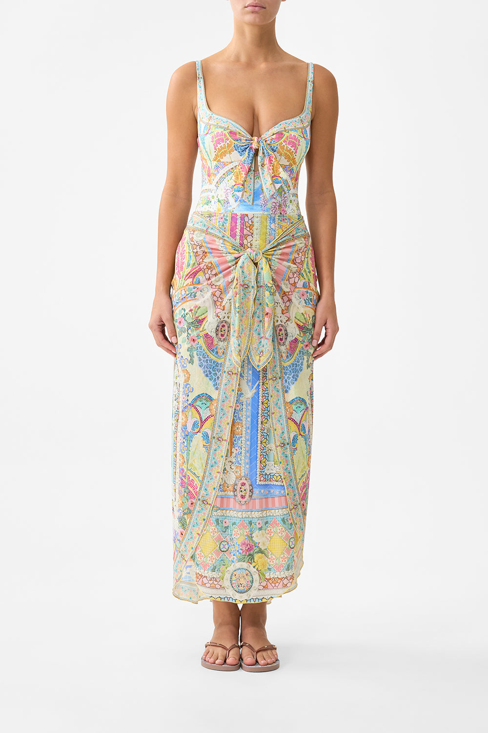 LAYERED LONG SARONG SKIRT WITH TIE FRONT NAVÀS NOUVEAU