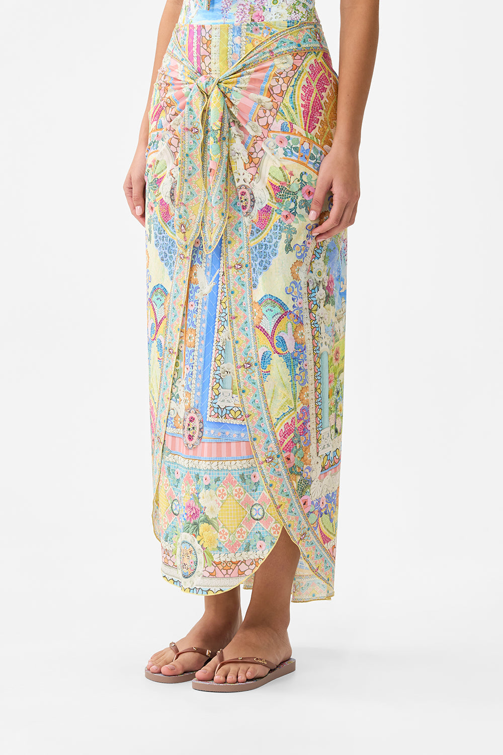 LAYERED LONG SARONG SKIRT WITH TIE FRONT NAVÀS NOUVEAU