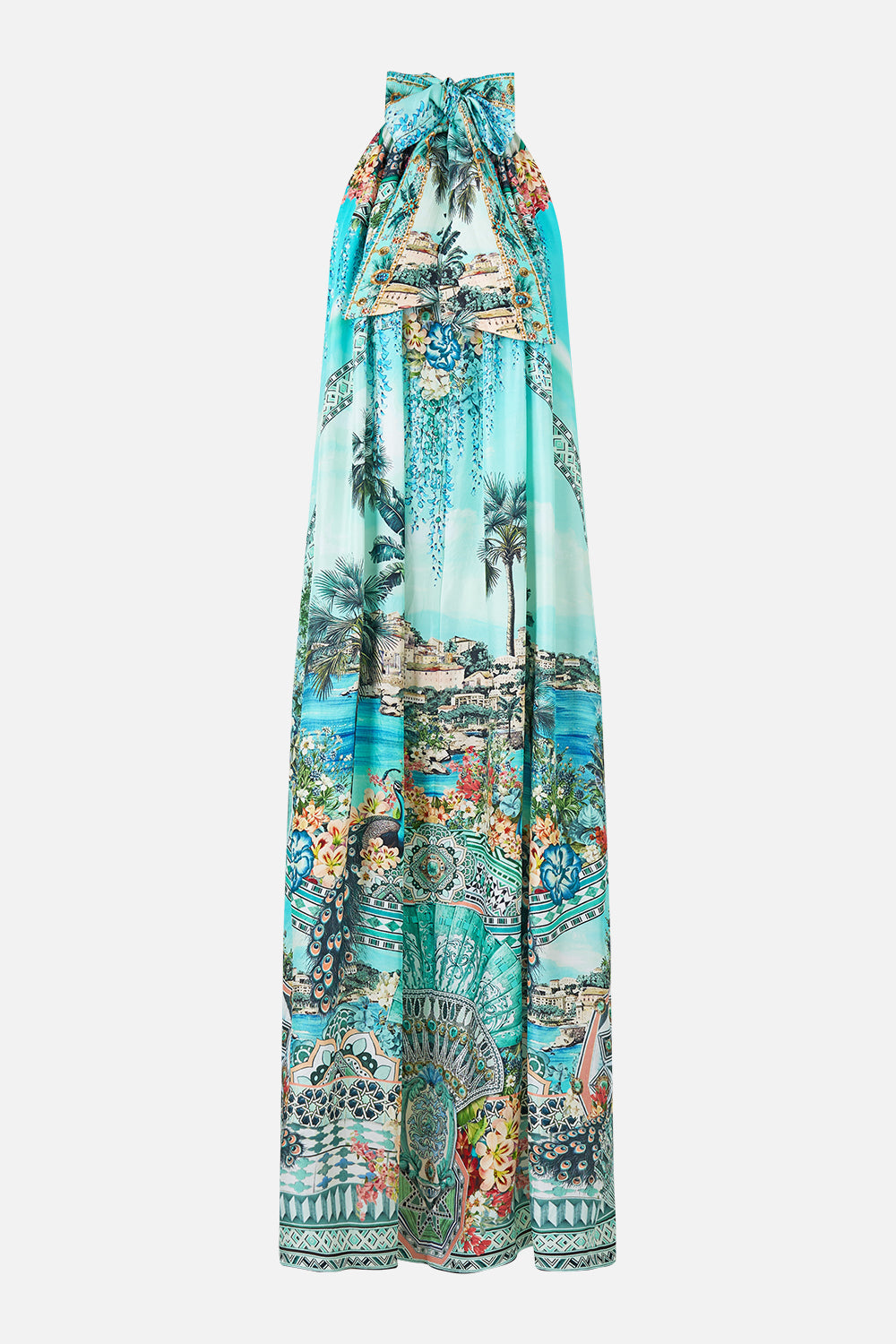 The CAMILLA TIE NECK LONG DRESS BALEARIC BEBÉ in our  print.