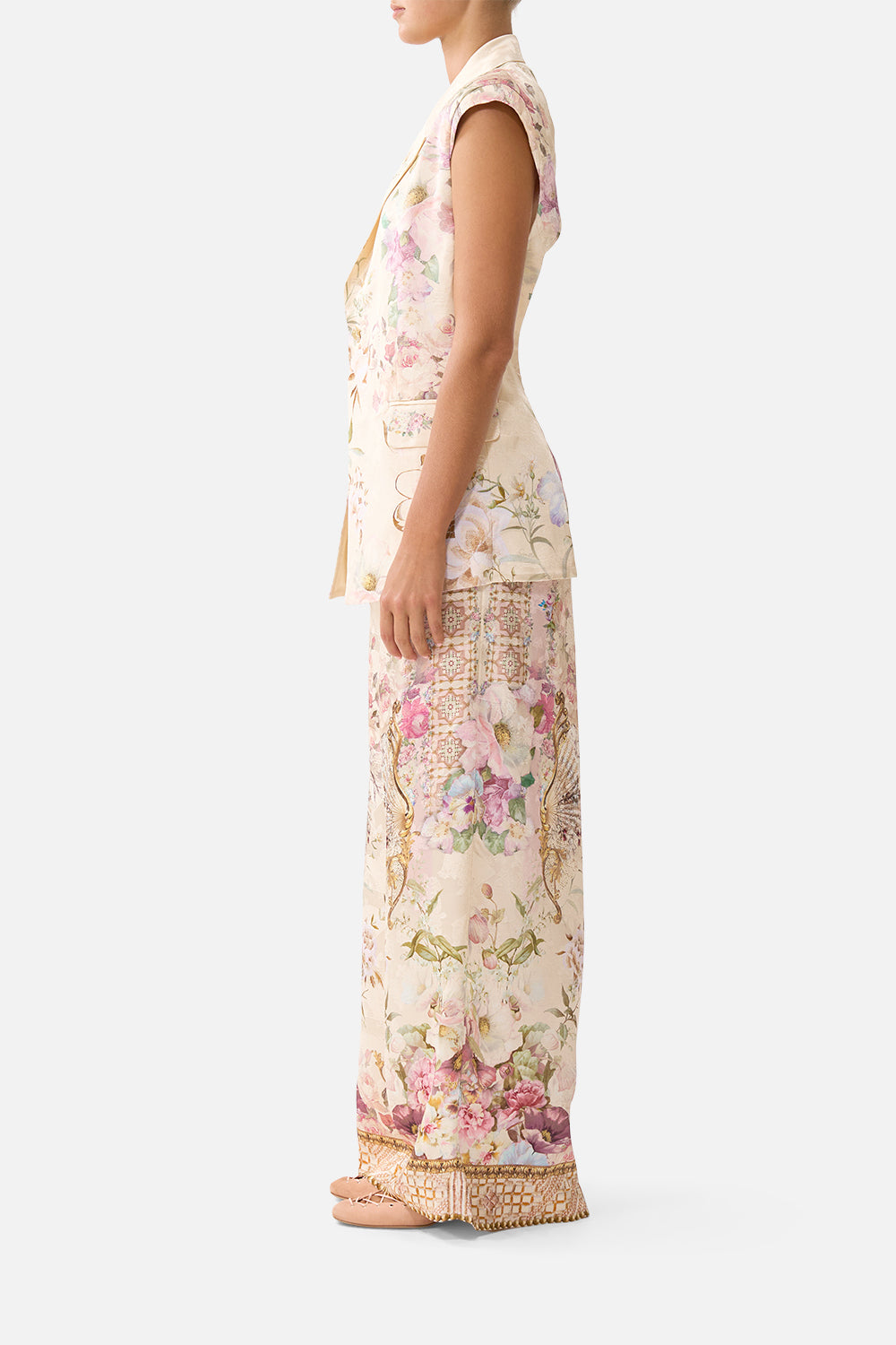 WIDE LEG WAISTED PANT ADORNED IN ARANJUEZ